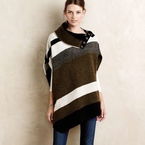 Tabitha transverse wool stripe poncho sweater